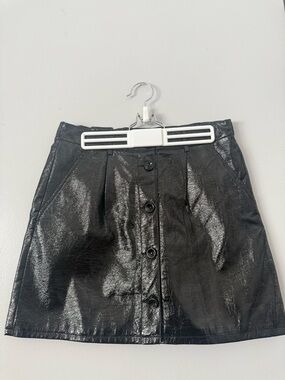 NWOT  BP. + Wildfang Black Faux Patent Leather Button Front Mini Skirt